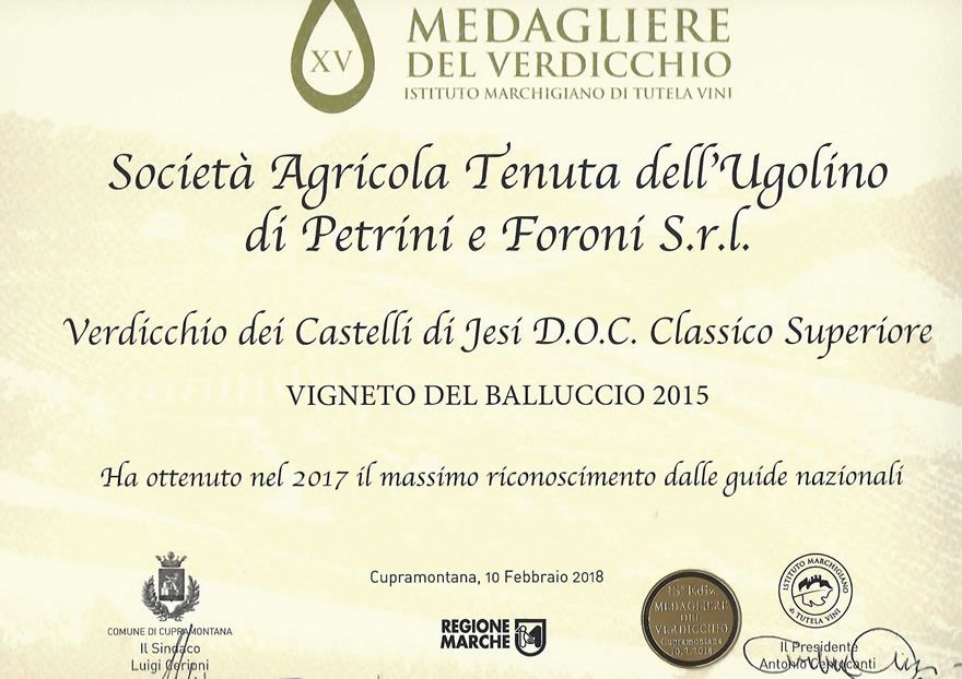 Awards for Vigneto del Balluccio 2015