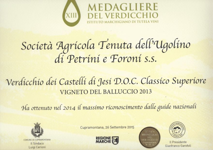 Still awards for Vigneto del Balluccio 2013